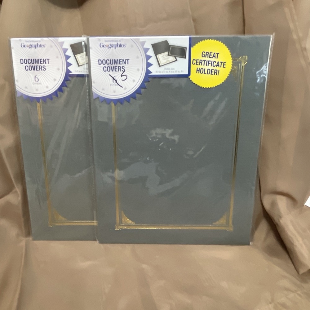 Geographics Certificate GREY Covers Gold Foil Diploma Award Holders NEW 49323